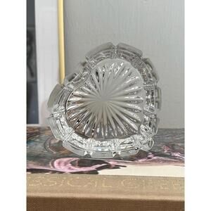 Vintage Gorham Crystal Heart Bowl With A Ribbed Design Trinket or Jewelry Dish